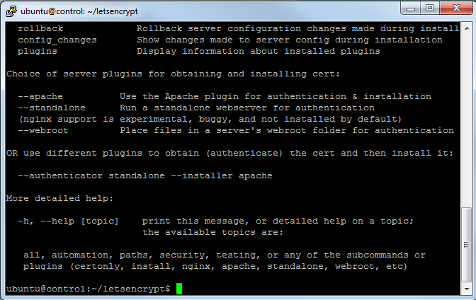 letsencrypt installation