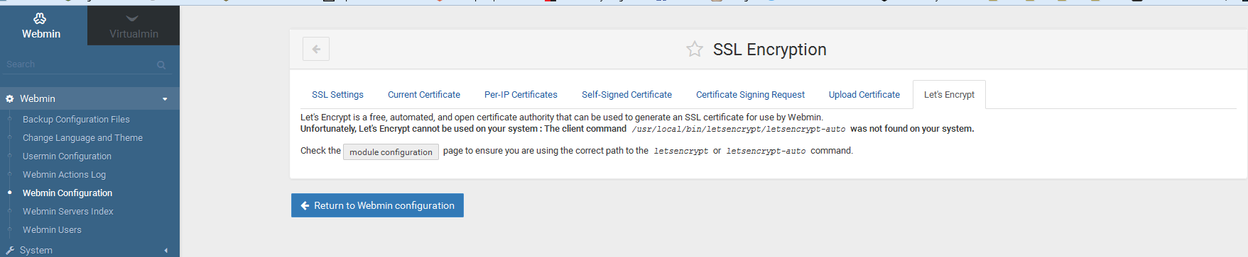 let's encrypt virtualmin webmin