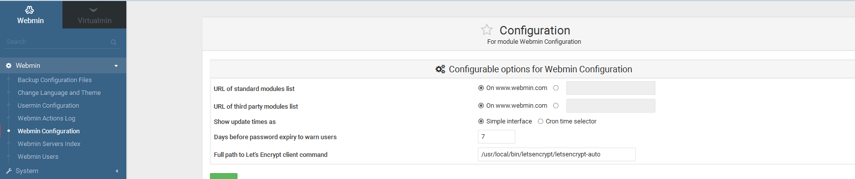 let's encrypt virtualmin webmin