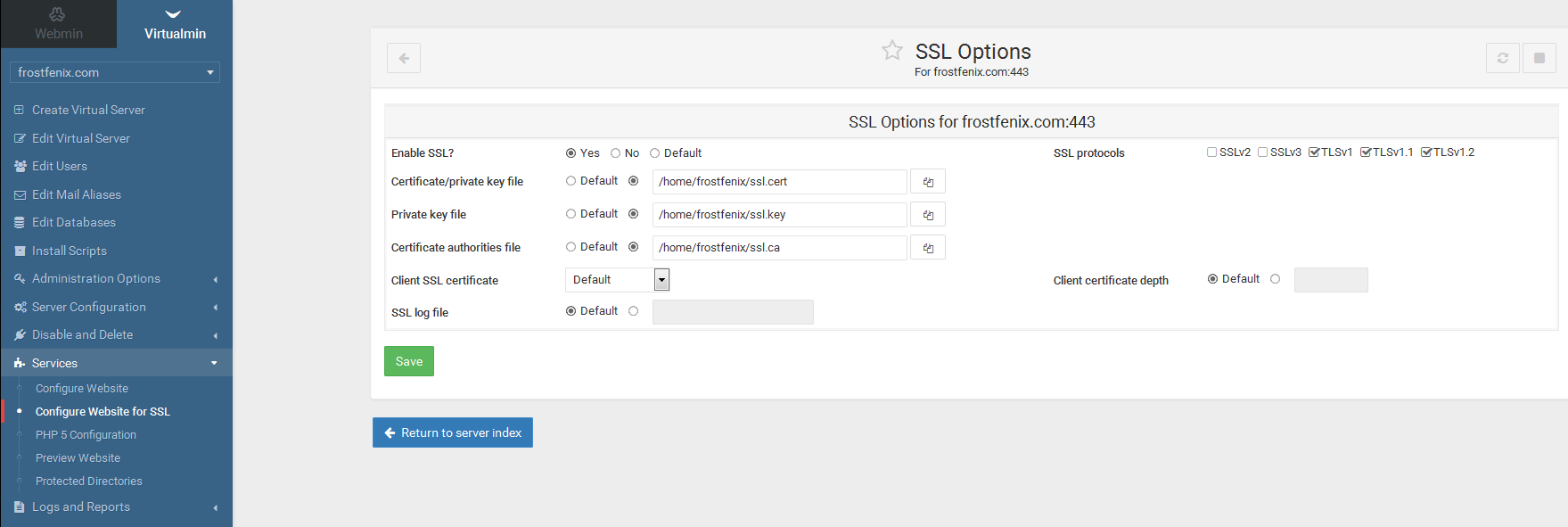 let's encrypt virtualmin webmin